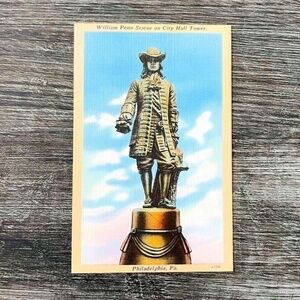 VINTAGE Postcard - 1952 William Penn Statue Philadelphia‎ Pennsylvania